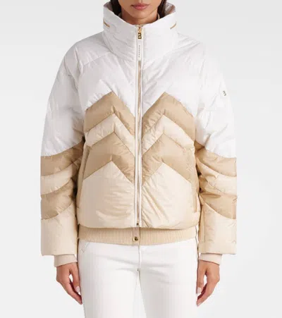 Bogner Valea Chevron-pattern Quilted Ski Jacket In White