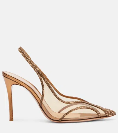 Gianvito Rossi Stiletto Pumps Crystal Embellishments In Gold