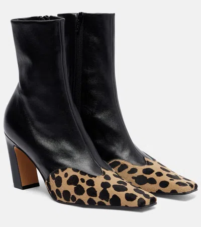 Khaite Nevada 85 Calf Hair And Leather Ankle Boots In Multi
