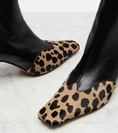 Khaite Nevada 85 Calf Hair And Leather Ankle Boots In Multi