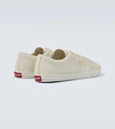 Prada Low Profile Round Toe Rubber Sole Sneakers In White