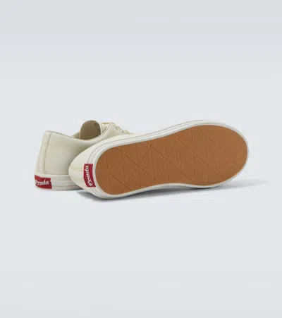 Prada Low Profile Round Toe Rubber Sole Sneakers In White