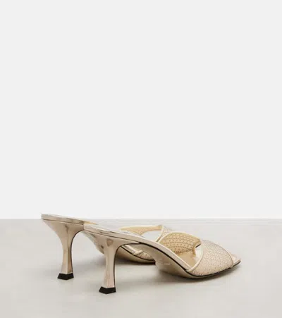 Jimmy Choo Skye 70 Embellished Mesh Mules In Gold