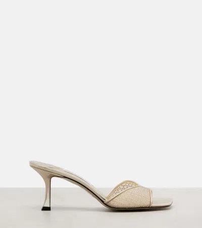 Jimmy Choo Skye 70 Embellished Mesh Mules In Gold