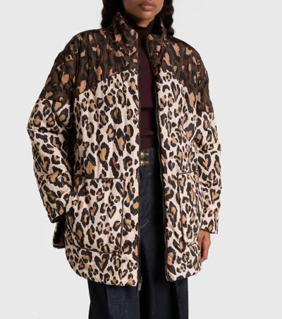 Farm Rio Padded Velvet Jacket With Floral And Bird Embroidery In Black