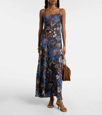 Farm Rio Snakes Bouquet Maxi Slip Dress In Multi