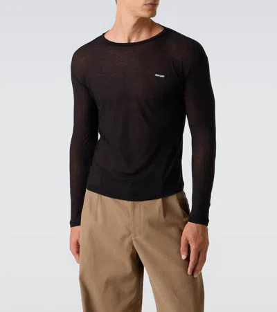 Miu Miu Logo Cotton Jersey T-shirt In Black