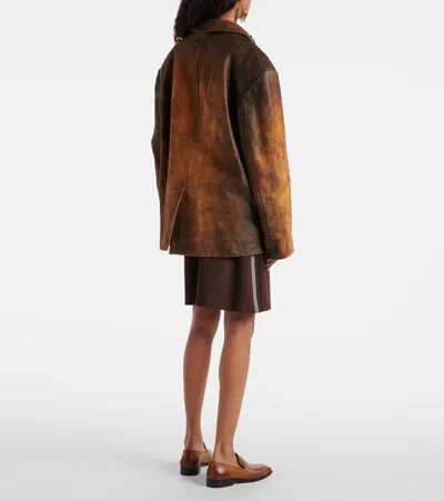 Miu Miu Oversized Suede Jacket In Brown