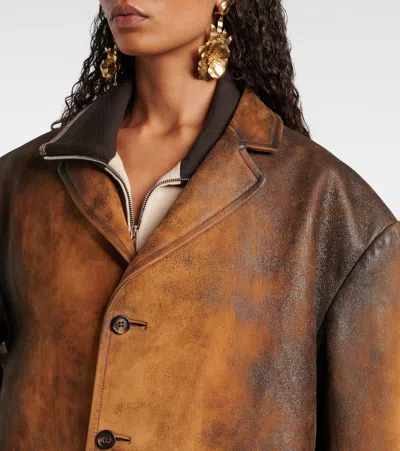 Miu Miu Oversized Suede Jacket In Brown