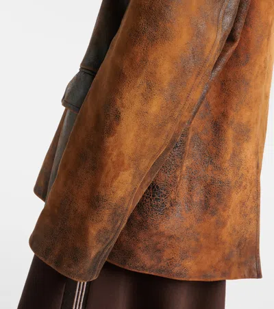 Miu Miu Oversized Suede Jacket In Brown