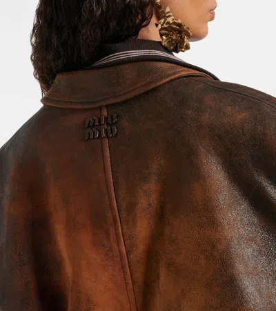 Miu Miu Oversized Suede Jacket In Brown