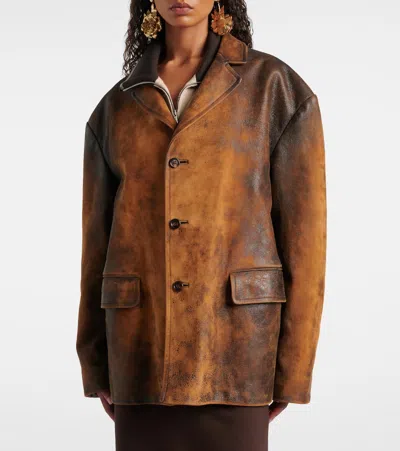 Miu Miu Oversized Suede Jacket In Brown