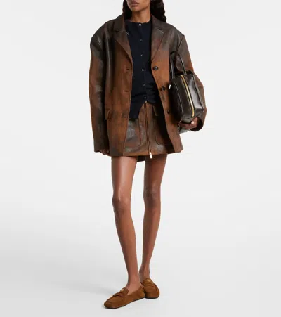 Miu Miu Suede Miniskirt In Brown