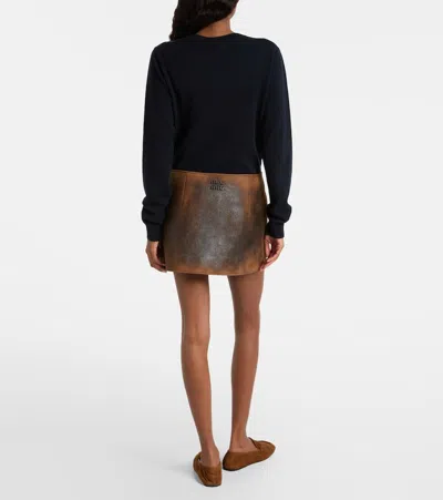 Miu Miu Suede Miniskirt In Brown