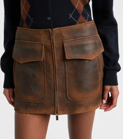 Miu Miu Suede Miniskirt In Brown