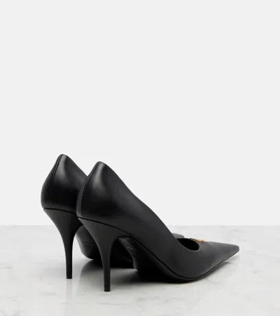 Balenciaga Black Leather Avenue Bb Editor 90 Pumps In Black