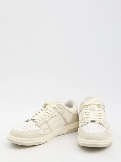 Amiri Two-tone Leather Skel Sneakers With Textured Finish In Neutral