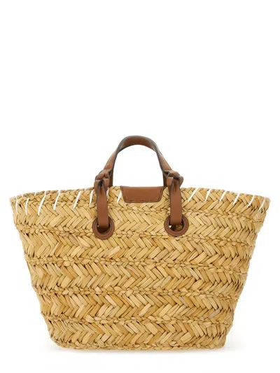Anya Hindmarch Small Eyes Seagrass Basket Tote In Brown