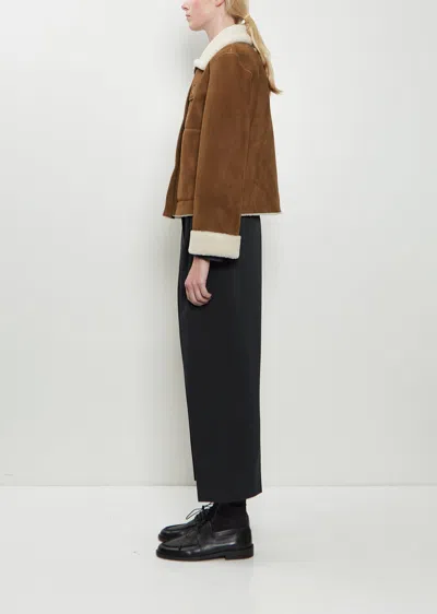 Margaret Howell Cropped Shearling Jacket In Brown
