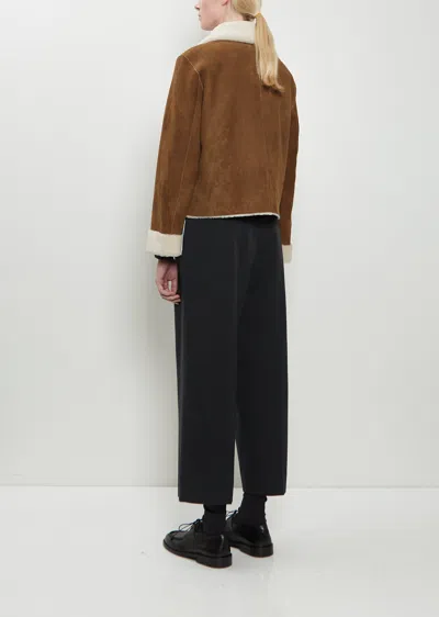 Margaret Howell Cropped Shearling Jacket In Brown