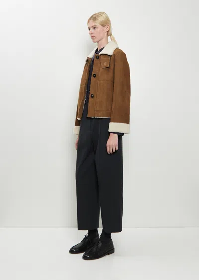 Margaret Howell Cropped Shearling Jacket In Brown