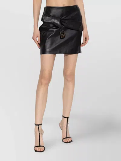 Versace Leather Mini Skirt With Buckle In Black