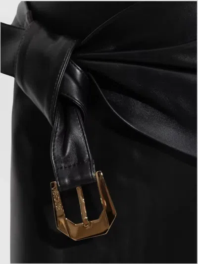 Versace Leather Mini Skirt With Buckle In Black
