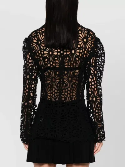 Norma Kamali Floral Lace Long Sleeve Jacket In Black