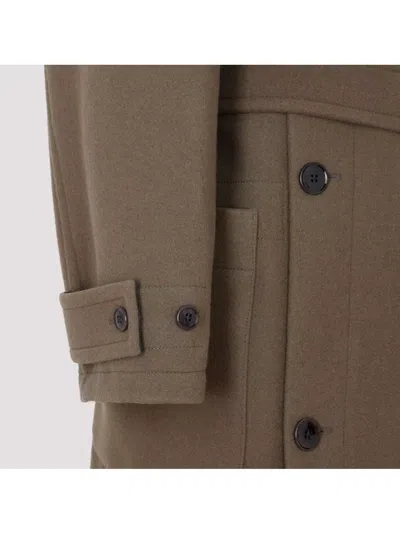 Lemaire Wool Wrap Coat And Belt In Brown