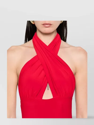 Norma Kamali Halter Neck Backless Mermaid Evening Dress In Red