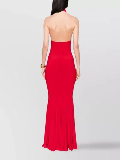 Norma Kamali Halter Neck Backless Mermaid Evening Dress In Red