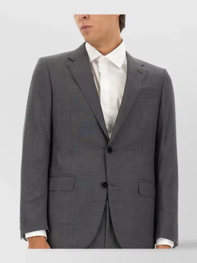 Zegna Tailored Wool Suit Notch Lapel In Gray
