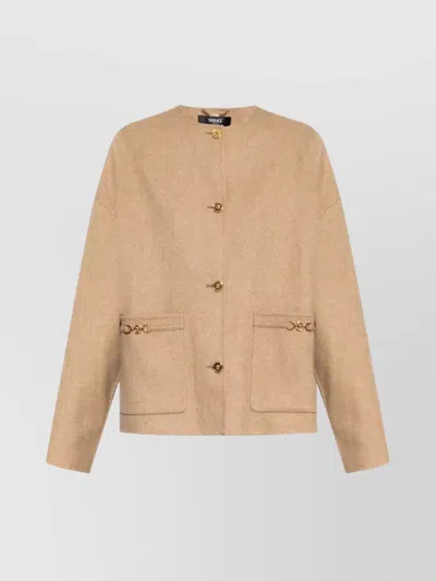 Versace "medusa" Buttoned Jacket In Neutral