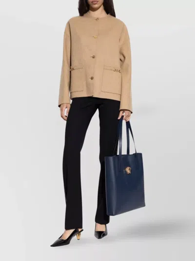 Versace "medusa" Buttoned Jacket In Neutral