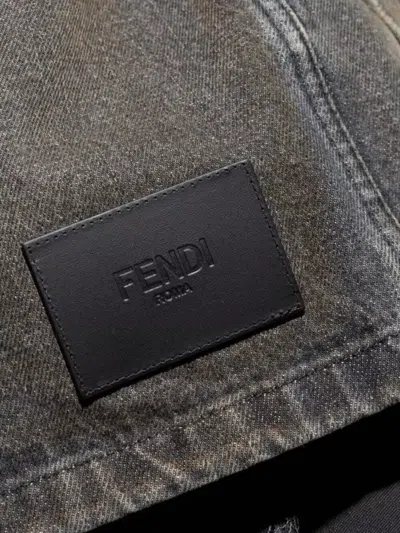 Fendi Denim Jacket With Collared Design And Pockets In Gray