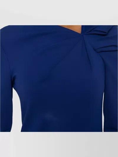 Emporio Armani Asymmetric Neckline Draped Midi Dress In Blue