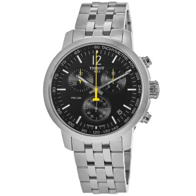 Tissot Prc 200 Quartz Chronograph Black Dial Stainless Steel Men's Watch T114.417.11.057.00 In Black