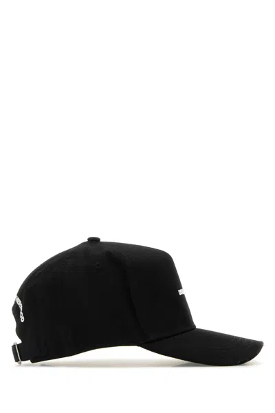 Dsquared2 Black Cotton Cap With Embroidered Logo In Black