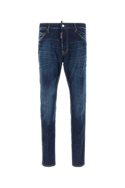 Dsquared2 Blue Jeans With Belt Loops And Logo Patch On The Rear In 470