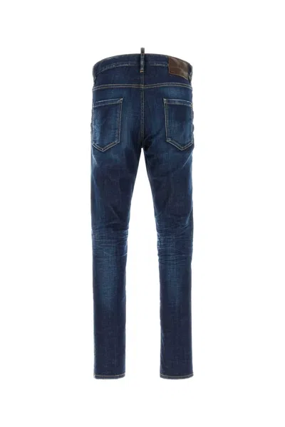 Dsquared2 Blue Jeans With Belt Loops And Logo Patch On The Rear In 470