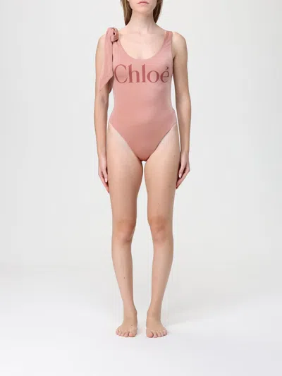 Chloé Chloe Women Antiqued Pink Stretch Nylon Swimsuit In Multi