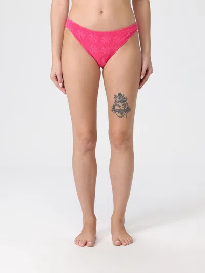 Tory Burch Textured Fabric Bikini Bottom With Adjustable Straps In Pink