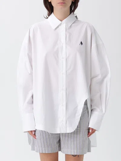 Attico Oversized Cotton Shirt Long Sleeves Collar In White