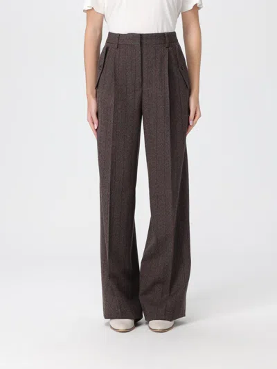Golden Goose Journey Women's Wide Leg Trousers Naomi Pinstripe In Brown