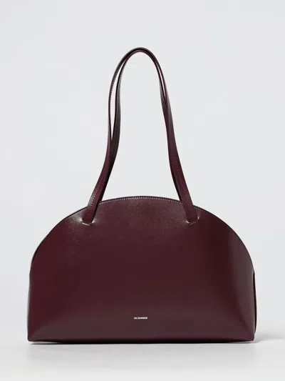 Jil Sander Medium Curved Shoulder Bag In Burgundy