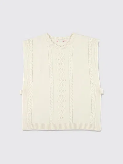 Bonpoint Beige Wool Gilet With A Braided Pattern In Neutral