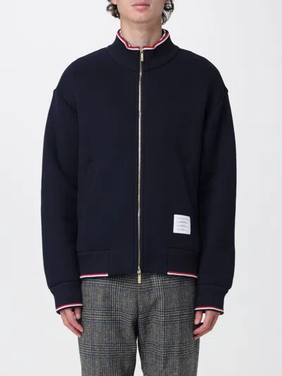 Thom Browne Cotton Zip Hoodie And Pockets In Blue