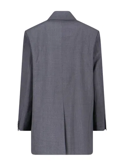 Low Classic Tailored Blazer With Notch Lapel And Pockets In Gray