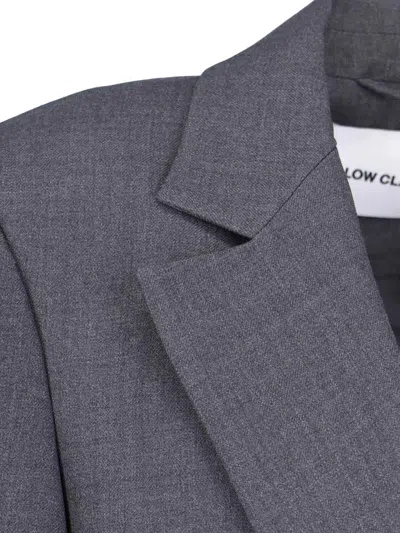 Low Classic Tailored Blazer With Notch Lapel And Pockets In Gray