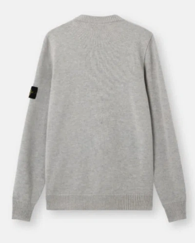 Stone Island Grey Wool Sweater With Logo In Gray